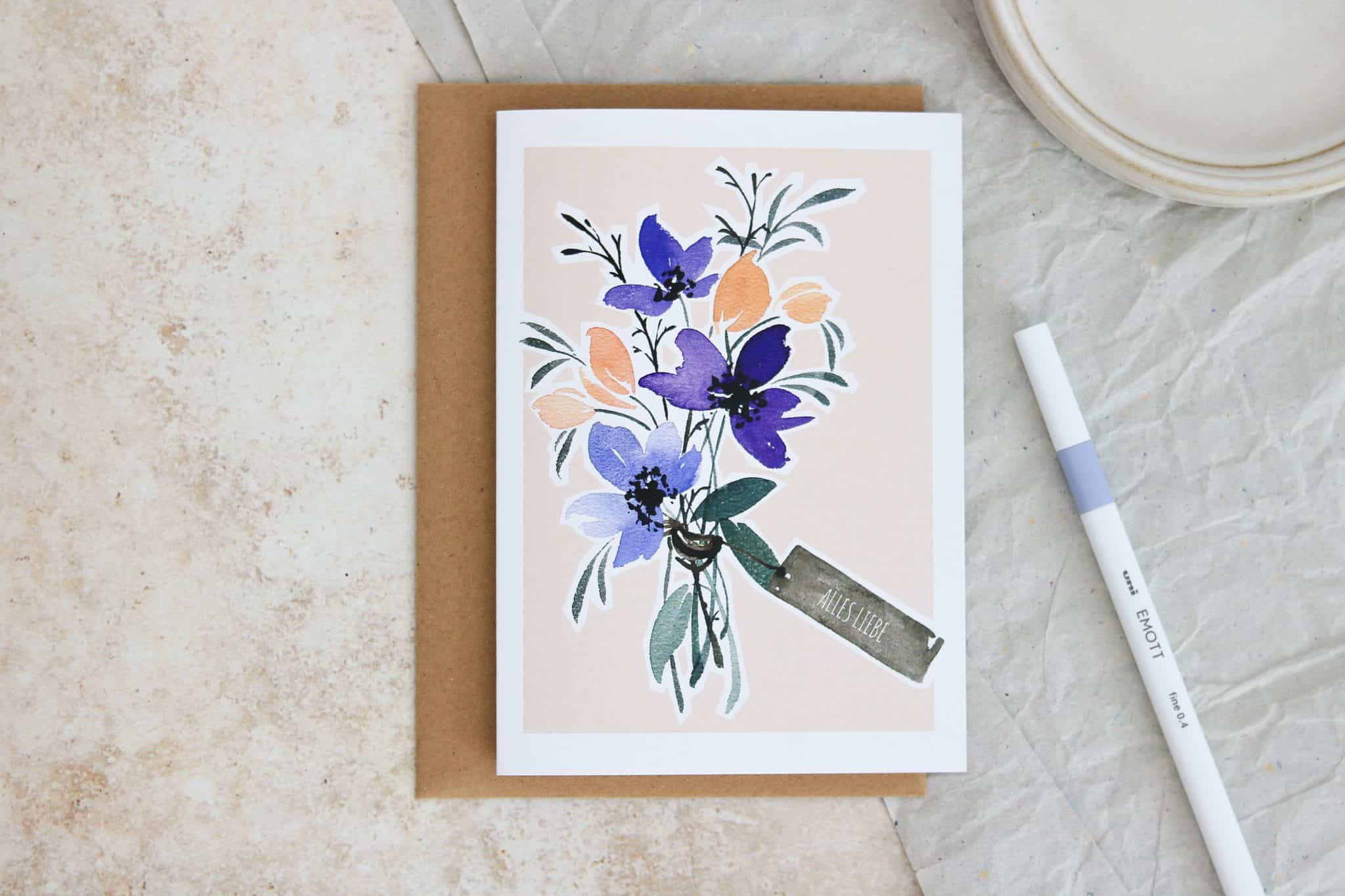 Grusskarte_Purple_Flowers